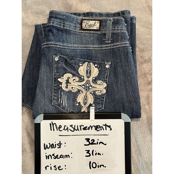 Earl Jeans Women 10 Blue Straight Leg Embellishment Bling Western Horse Cowboy - Picture 6 of 10